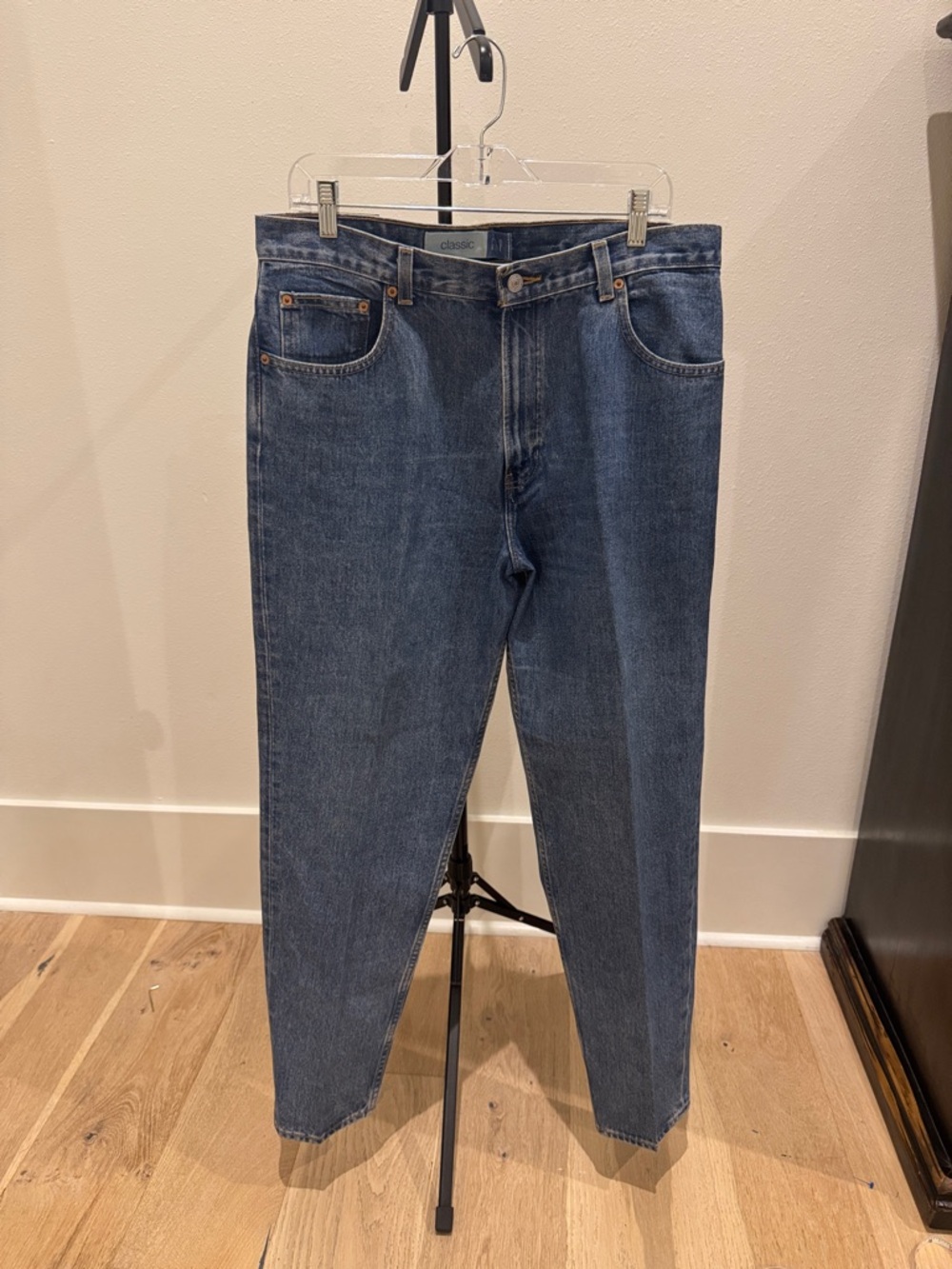 Y2K Classic Women's Straight Leg Jeans in Blue Denim